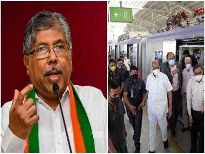 chandrakant patil on sharad pawar metro ride pune pimpri chinchwad | आयत्या पिठावर रेघोट्या मारण्याचे काम जनतेला कळत नाही का? - चंद्रकांत पाटील