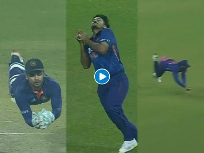 Incredible catch by Rohit Sharma, Ishan Kishan holds his nerve to take a swirler and Shardul Thakur's superb running catch, Watch Video  | Incredible catch : रोहित शर्माची डाईव्ह, सुपरमॅन इशान किशन अन् शार्दूल ठाकूरची विरुद्ध दिशेनं धाव; पाहा तीन अफलातून कॅचचा Video 