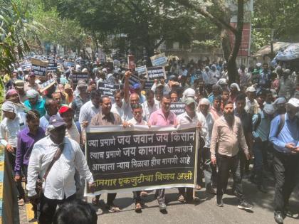 Hundreds of workers in Thane are on the streets due to non-payment of wages | कामाचा मोबदला न मिळाल्याने ठाण्यातील शेकडो कामगार रस्त्यावर