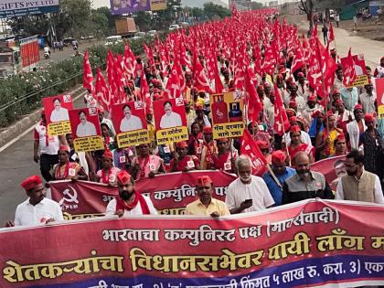 Long march towards Mumbai for farmers issues cm eknath shinde dcm devendra fadnavis maharashtra | नाशिक : शेतकऱ्यांच्या प्रश्नांसाठी निघालेला लॉन्ग मार्च मोर्चा मुंबईच्या दिशेने