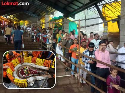 Har Har Mahadev Thousands of devotees to Bhimashankar at the feet of Bholenath on Shravani Monday | Bhimashankar Temple: हर हर महादेव...! श्रावणी सोमवारी भीमाशंकरला हजारो भाविक भोलेनाथाच्या चरणी