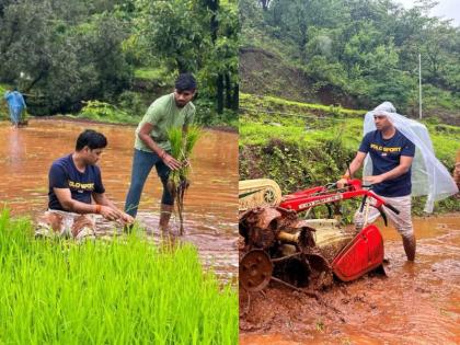 After Chief Minister Eknath Shinde MP Shrikant Shinde also indulged in farming; Planted rice for two days | मुख्यमंत्र्यांनंतर श्रीकांत शिंदेंही शेती करण्यात रमले; दोन दिवस केली भाताची लावणी