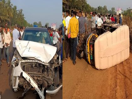 Four persons were injured in a car accident in Sindhudurg | भरधाव कारने समोरील वाहनांना ठोकरले, चार जण जखमी