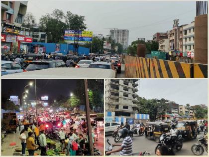 slow traffic due to flyover work on sinhagad road Civil harassment pune latest news | सिंहगड रस्त्यावरील उड्डाणपुलाच्या कामामुळे वाहतूक संथ गतीने; नागरिक हैराण