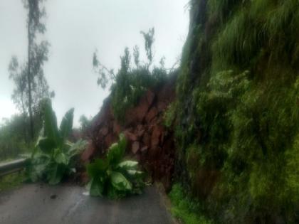 A rift struck again on the Sinhagad Ghat road | सिंहगड घाट रस्त्यावर पुन्हा दरड कोसळली