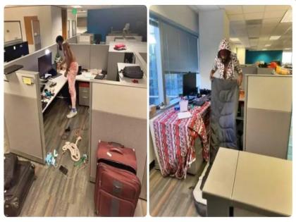 Due to low salary, Man moves into office cubicle, says his job doesn't pay enough to afford rent | पगार कमी असल्यानं कर्मचाऱ्याने लढवली अनोखी शक्कल; कंपनीनं डोक्यावर हात मारला