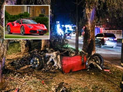 New Ferrari 488 left a burned out wreck in crash that killed driver same night he bought it | दुर्दैवी! अडीच कोटींची नवी कोरी गाडी; काही तासांत कारमध्येच जळाला व्यापारी