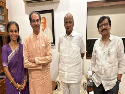 Uddhav Thackeray meets Sharad Pawar; MLAs of the Shinde group Balaji Kinikar also meet Pawar | उद्धव ठाकरेंनी घेतली शरद पवारांची भेट; शिंदे गटाचे आमदारही सिल्व्हर ओकवर पोहचले