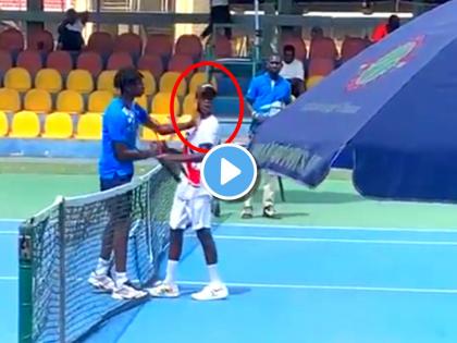 Slap on Face Video goes viral on social media as French Tennis Player Slaps Opponent after Losing Match | Slap on Face Viral Video on Social Media: एका हाताने शेक-हँक अन् दुसऱ्या हाताने जोरदार कानशिलात; टेनिसच्या मैदानातील प्रसंग