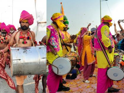 Prime Minister received in traditional welcome; Drum Tasha, Bhangra, Garba on Amr Marga | पंतप्रधानांचे पारंपारिक पद्धतीने स्वागत; आम्रमार्गावर ढोल ताशा, भांगडा, गरबा