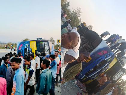 Devotees on their way to visit Gujarat's Somnath met with an accident in Nashik | सोमनाथाच्या दर्शनाला निघालेल्या भाविकांच्या बसचा नाशिकमध्ये अपघात; ४१ जण जखमी