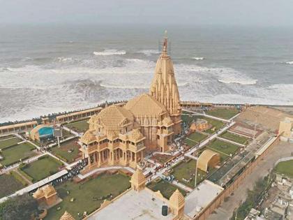 PM Modi inaugurate various development projects at Somnath Temple in Gujarat | Somnath Temple: एकीकडे सोमनाथ मंदिराचा घंटानाद, दुसरीकडे समुद्राचा आवाज; मोदींकडून प्रकल्पांचे उद्घाटन