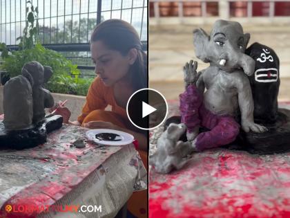 marathi actress sonalee kulkarni made ganesh idol with her brother shared video | शंकराची पिंड, उंदीर माामा अन्...; सोनाली कुलकर्णीने स्वत:च्या हाताने घडवली बाप्पाची देखणी मूर्ती