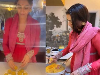 sonam kapoor herself was seen making sweets on the occasion of diwali video viral | सोनम कपूरने केले बेसनाचे लाडू; क्षणार्धात Video झाला व्हायरल