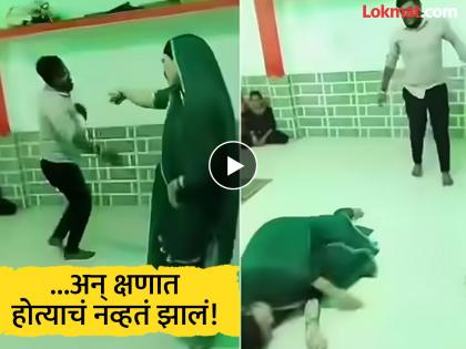 heart attack occurred in garba pandal wife was dancing with her husband on song mere dholana | Video - गरबा खेळताना हार्टअटॅक! नवऱ्यासोबत नाचताना पडली अन्...; ४ महिन्यांपूर्वी झालेलं लग्न