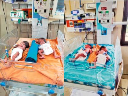 A mother from Duni village in Melghat gave birth to four daughters | सोनोग्राफीत जुळं, प्रत्यक्षात झालं चौळं! मेळघाटातील धारणीजवळील आक्रीत