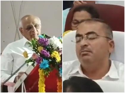 Sleeping at Chief Minister's event, caught on camera, chief officer suspended in bhuj | मुख्यमंत्र्यांच्या कार्यक्रमात डुलक्या, कॅमेऱ्यांनी टिपले, मुख्य अधिकारी निलंबित 