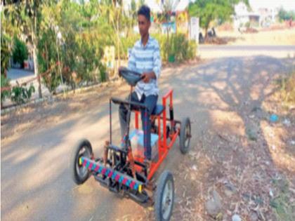 Fourteen-year-old Arjun built a car while watching YouTube; Successful experiment in Sangli | चौदा वर्षांच्या अर्जुनने यू-ट्यूब बघत बनवली कार; सांगलीत यशस्वी प्रयोग