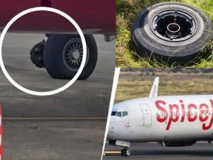 SpiceJet plane's wheel falls off during takeoff; Lands in Mumbai on one wheel, major accident averted | स्पाईसजेट विमानाचे चाक टेकऑफ घेताना निखळले; एकाच चाकावर मुंबईत लँडिंग, मोठी दुर्घटना टळली SpiceJet plane's wheel falls off during takeoff; Lands in Mumbai on one wheel, major accident averted | स्पाईसजेट विमानाचे चाक टेकऑफ घेताना निखळले; एकाच चाकावर मुंबईत लँडिंग, मोठी दुर्घटना टळली