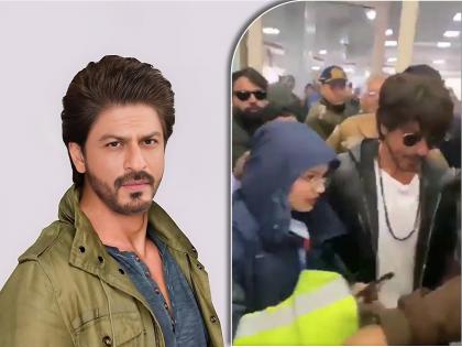 Shahrukh khan surrounded by crowd while returning from srinagar video gone viral | Shahrukh Khan :श्रीनगर एअरपोर्टवर चाहत्यांच्या गऱ्हाड्यात अडकला पठाण, शाहरुख खानची झाली अशी अवस्था