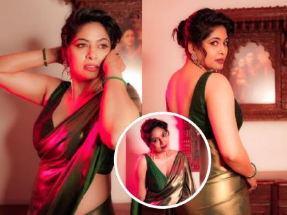 क्लासssss! श्वेता शिंदेने metallic gold कलरच्या साडीत फ्लॉन्ट केली फिगर