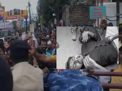 Pulling the tricolor from the hand of the student, ADM used lathis, brutal face of police was seen in the protest | विद्यार्थ्याच्या हातून तिरंगा खेचत ADMनीं केला लाठीमार, विद्यार्थी आंदोलनात पोलिसांकडून दबंगगिरी