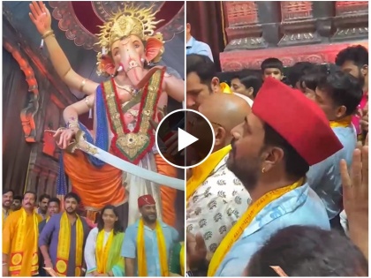 subhedar team seek blessings of ganesh galli mumbaicha raja sing shivba raj song | Video : 'मुंबईचा राजा'च्या दरबारात घुमला 'शिवबा राजं'चा आवाज, 'सुभेदार' टीमचा 'तो' व्हिडिओ व्हायरल