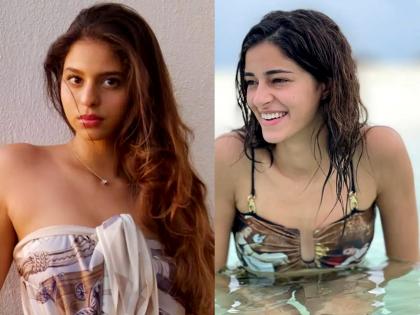 Suhana Khan Ananya Panday Shanaya Kapoor Sexy Bikini Look Hot and Bold Swimming underwater video viral | Hot & Bold Bikini Photos: Suhana Khan, Ananya Panday आणि Shanaya Kapoor यांचा हॉट बिकीनी लूक; स्विमिंग पूलमधला Video झालाय व्हायरल