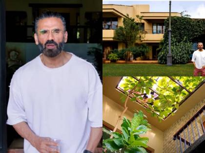 suniel shetty lavish home jahaan in khandala actor given a glimpse of every corner | Video: खंडाळामध्ये Suniel Shetty चा आहे प्रशस्त बंगला; सनरुफप्रमाणे उघडतं घराचं छप्पर