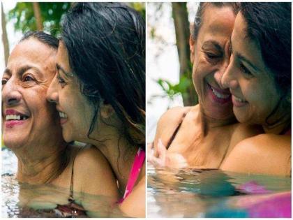 Tanishaa Mukerji shares precious pictures with mother Tanuja from the Andamans | अजय देवगणची मेहुणी आई तनुजासह करतेय व्हॅकेशन एन्जॉय, स्वीमिंग पूलमधील PHOTO VIRAL