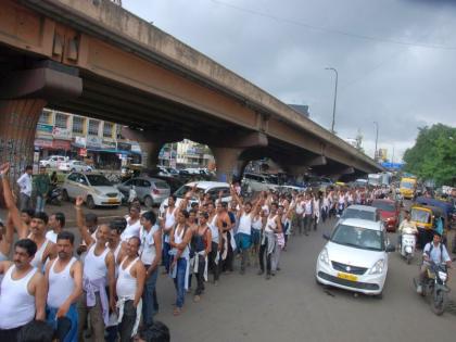 Non-subsidized Action Committee for the school grants a half-hearted march from the destroyer | शाळा अनुादानासाठी विनाअनुदानित कृती समिताचा नाशकातून अर्धनग्न मोर्चा