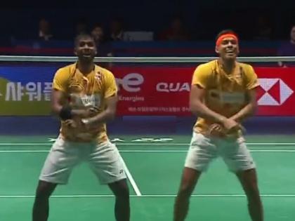 Korea Open 2023: Gangnam Style dance by Satwik and Chirag won the Korea Open and started their own dance | गंगनम स्टाईल! सात्विक अन् चिरागने कोरिया ओपन जिंकली आणि त्यांचाच डान्स करू लागले