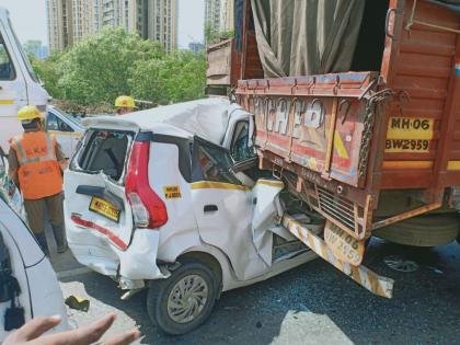 A freak accident in Thane; Five vehicles collided, seriously injuring two | ठाण्यात विचित्र अपघात; पाच वाहने एकमेकांवर आदळली, दोघे गंभीर जखमी