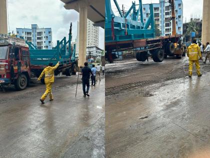 trailer that was taken with the ban fell off and 15 km queue vehicles standing for two hours | बंदी असून नेलेला ट्रेलर पडला बंद; १५ किमी रांग, वाहने दोन तास उभी