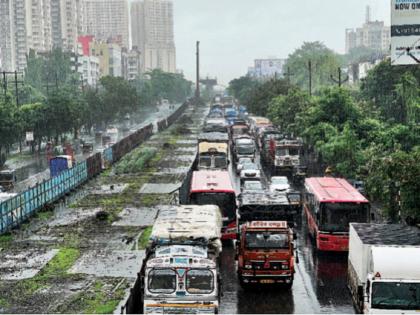 Unprecedented traffic congestion in Thane rain one hour to cover a distance of 200 meters school office late mark | ठाण्यात अभूतपूर्व वाहतूककोंडी, २०० मीटरचे अंतर पार करण्याकरिता एक तास ​​​​​​​