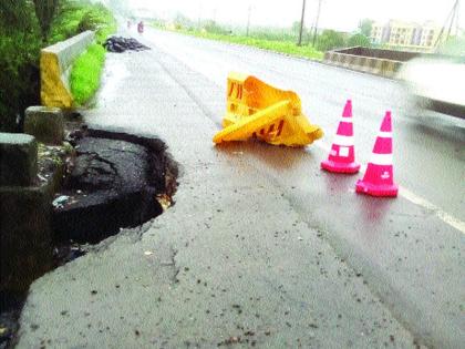 Completed work of bridge over Mumbai-Nashik road | मुंबई-नाशिक मार्गावरील खचलेल्या पुलाचे काम पूर्ण