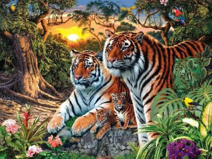 Optical Illusion : Can you spot all the tigers camouflaged in this picture | Optical Illusion : तुमची नजर तीक्ष्ण आहे असं वाटत असेल तर 'या' फोटोत किती वाघ आहेत शोधा!