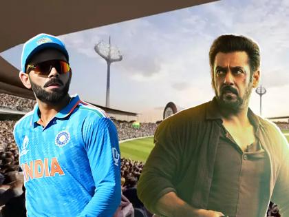 Salman khan promotes tiger 3 during India vs Pakistan match says virat kohli is a dabangg player | Ind VS Pak मॅचमध्ये 'टायगर' ची एन्ट्री, 'किंग कोहली'बद्दल काय म्हणाला सलमान खान?