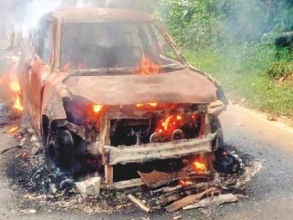Dodamarg mayor detained for investigation in car set on fire by unknown person in Tilaari | Sindhudurg: तिलारीत अज्ञाताने कार पेटवली, दोडामार्गचे नगराध्यक्ष ताब्यात