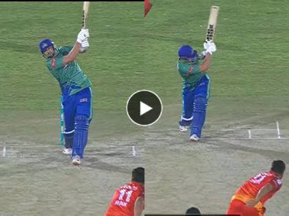 Tim David six hitting Video: 6 6 6 6 .... The batsman of Mumbai Indians bowled the Pakistani bowler. | Tim David six hitting Video: 6 6 6 6 .... Mumbai Indians च्या फलंदाजाने पाकिस्तानी गोलंदाजाला धू धू धुतलं, ठोकलं सर्वात जलद अर्धशतक