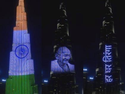 Not Pakistan's, but India's tricolor! In the same square, someone's 'Aukat' was seen on the Burj Khalifa of Dubai india independence day | पाकिस्तानचा नाही, पण भारताचा तिरंगा झळकला! त्याच चौकात बुर्ज खलिफावर दिसली कोणाची 'औकात'