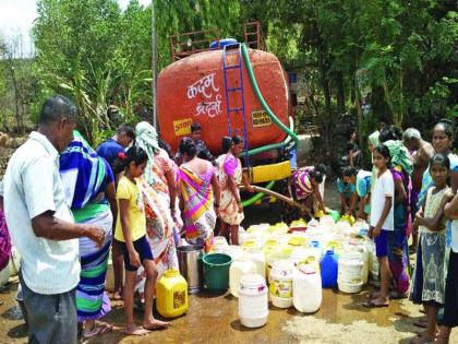 A cordon around tanker for water, solution on one to two hard water | पाण्यासाठी टँकरभोवती गराडा, एक ते दोन हंड्यांच्या पाण्यावर समाधान