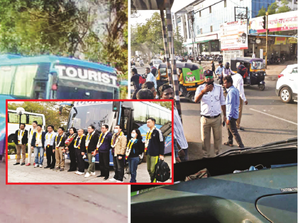 In Aurangabad Should foreign visitors, tourists come to the city or not? The bus of Chinese embassy officials was stopped | परदेशी पर्यटकांनी औरंगाबादेत यायचे की नाही? चीनच्या अधिकाऱ्यांची बस रोखली, दंड लावला