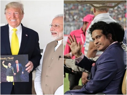 Donald Trump India Visit: ICC hilariously trolls Donald Trump's pronunciation of Sachin Tendulkar | Donald Trump Visit: सचिन तेंडुलकरच्या नावाचा उच्चार चुकला अन् ICCनं डोनाल्ड ट्रम्प यांना ट्रोल केलं