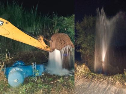 water wasted in direct pipeline leak repair at Thikpurli kolhapur | Kolhapur: ठिकपुर्ली येथे थेट पाईपलाईनच्या गळती दुरुस्तीत लाखो लिटर पाणी वाया