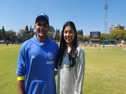 zim vs ind 4th t20 Tushar Deshpande international DebutHe receives the cap in presence of his wife | धोनीचा शिलेदार! IPL गाजवणारा तुषार; मराठमोळ्या खेळाडूची Team India त एन्ट्री