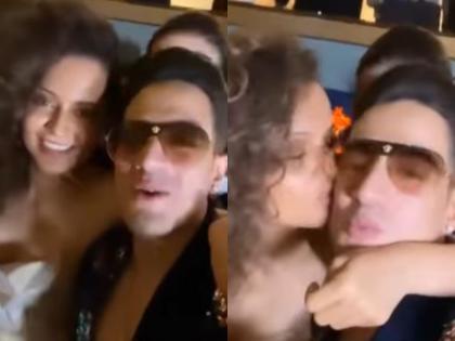 Kangana Ranaut heart came on handsome man from Delhi; Kiss in front of everyone, Video goes viral | Kangana Ranaut : दिल्लीच्या 'या' हॅण्डसम तरुणावर कंगना रणौत फिदा; सर्वांसमोर केलं Kiss, Video व्हायरल