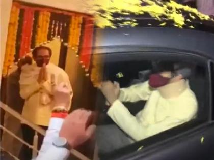 cm uddhav thackeray left for matoshree from varsha bungalow political crisis maharashtra eknath shinde | असंख्य शिवसैनिक, मुख्यमंत्र्यांवर पुष्पवर्षाव; उद्धव ठाकरे 'वर्षा'वरून 'मातोश्री'कडे