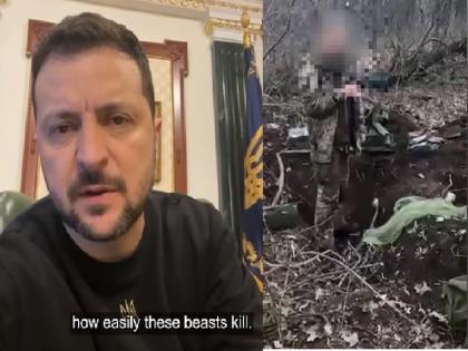 Shocking: Beheading of Ukrainian soldier; The President of Ukraine expressed his displeasure by releasing a video | धक्कादायक: युक्रेनी सैनिकाचा शिरच्छेद; युक्रेनच्या राष्ट्राध्यक्षांनी व्हिडिओ जारी करुन व्यक्त केली नाराजी