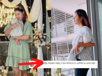 Debina Bonnerjee Trolled For Holding Daughter Lianna Carelessly | मॅडम ते बाळ आहे, खेळणं नव्हे..., देबिना बॅनर्जीचा व्हिडीओ पाहून नेटकरी भडकले